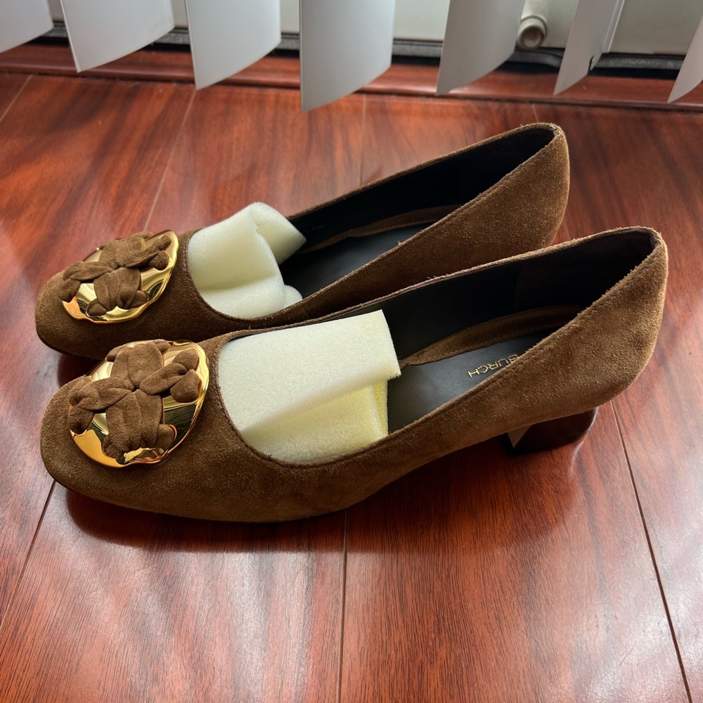 NEW Tory burch suede mid heel pump BROWN - Picture 3 of 6